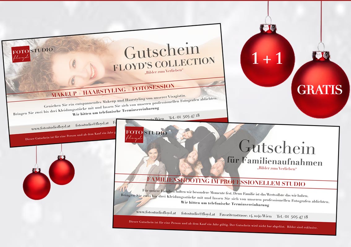 Weihnachtsgutschein 1+1 Gratis